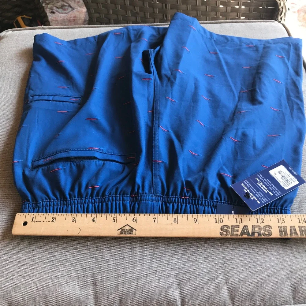 Huk Mens Charter‎ Volley Shorts Blue Boat Print Fishing Swim Trunks Small